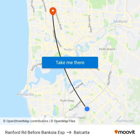 Ranford Rd Before Banksia Esp to Balcatta map