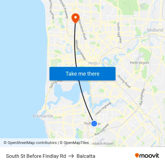 South St Before Findlay Rd to Balcatta map