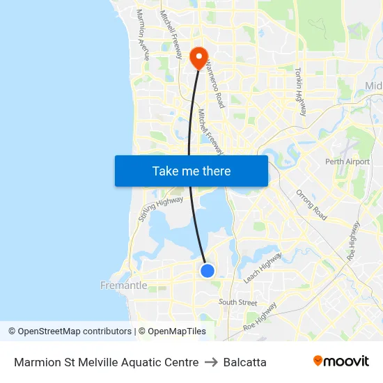 Marmion St Melville Aquatic Centre to Balcatta map