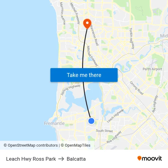Leach Hwy Ross Park to Balcatta map