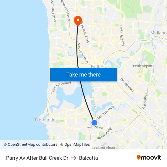 Parry Av After Bull Creek Dr to Balcatta map