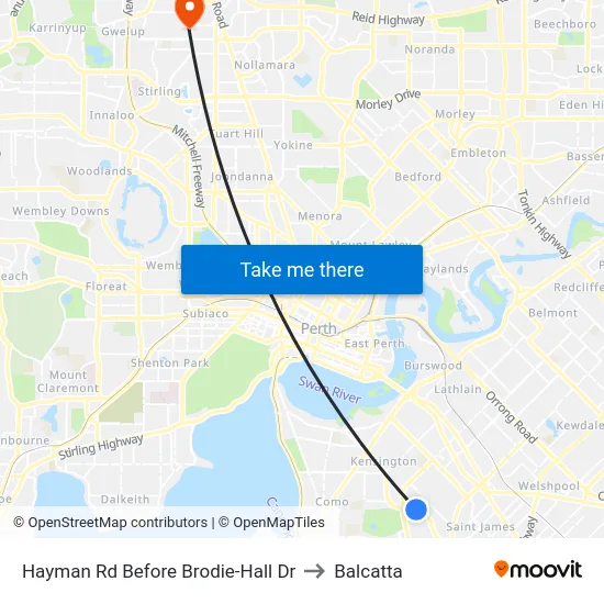 Hayman Rd Before Brodie-Hall Dr to Balcatta map
