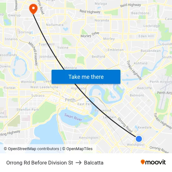 Orrong Rd Before Division St to Balcatta map