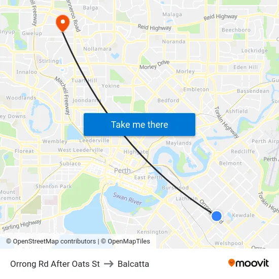 Orrong Rd After Oats St to Balcatta map