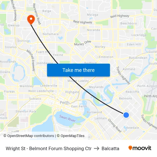 Wright St - Belmont Forum Shopping Ctr to Balcatta map