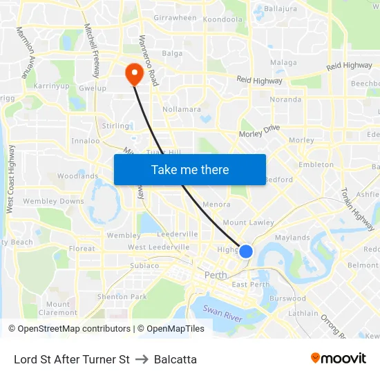 Lord St After Turner St to Balcatta map