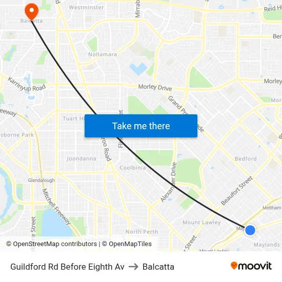 Guildford Rd Before Eighth Av to Balcatta map