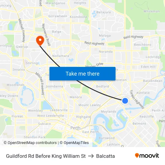 Guildford Rd Before King William St to Balcatta map