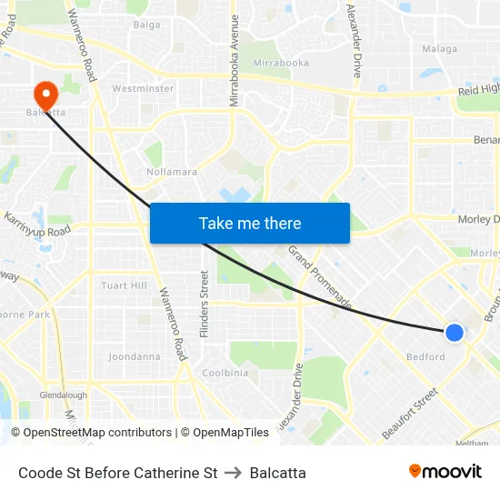 Coode St Before Catherine St to Balcatta map