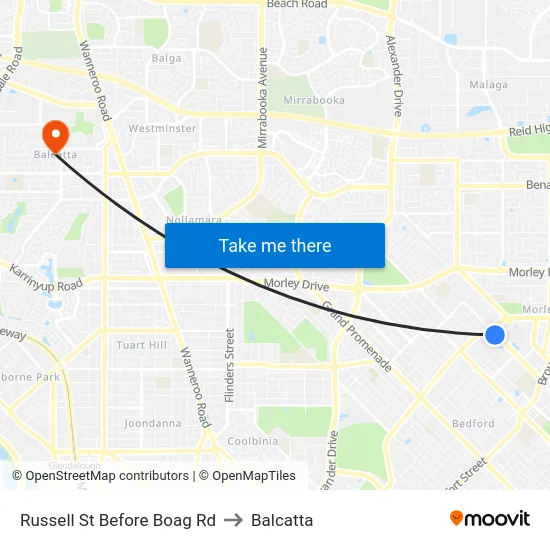 Russell St Before Boag Rd to Balcatta map