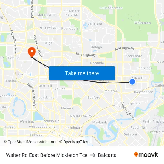 Walter Rd East Before Mickleton Tce to Balcatta map
