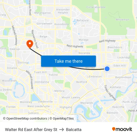 Walter Rd East After Grey St to Balcatta map