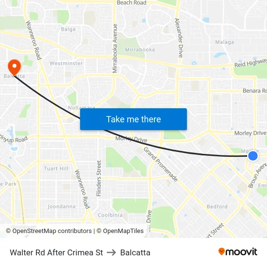 Walter Rd After Crimea St to Balcatta map