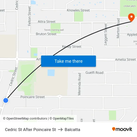 Cedric St After Poincaire St to Balcatta map