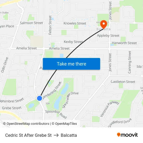 Cedric St After Grebe St to Balcatta map