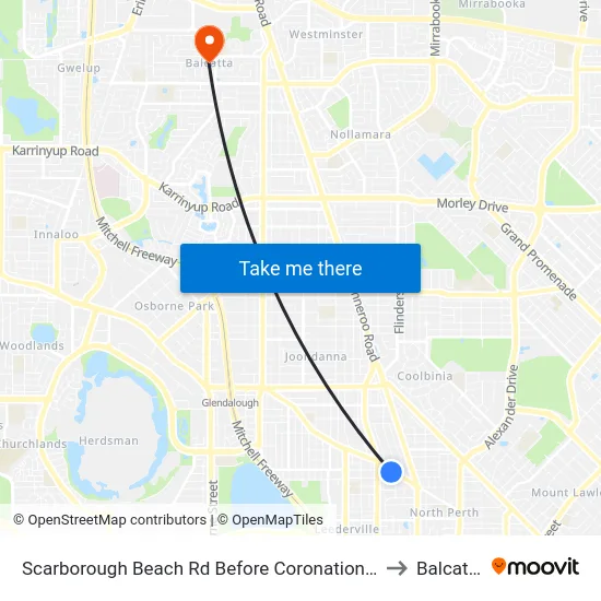 Scarborough Beach Rd Before Coronation St to Balcatta map