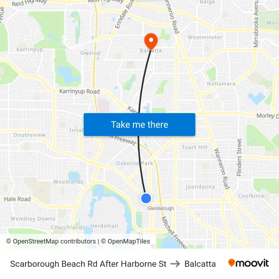 Scarborough Beach Rd After Harborne St to Balcatta map