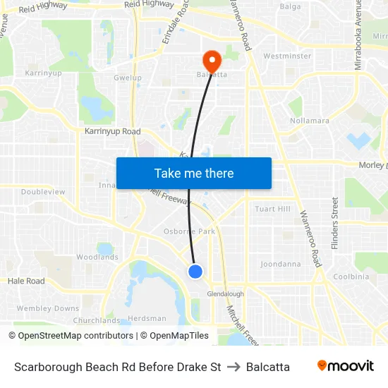 Scarborough Beach Rd Before Drake St to Balcatta map