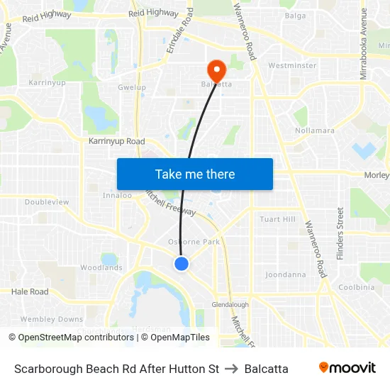 Scarborough Beach Rd After Hutton St to Balcatta map