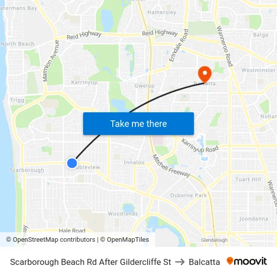 Scarborough Beach Rd After Gildercliffe St to Balcatta map