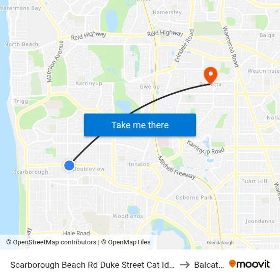 Scarborough Beach Rd Duke Street Cat Id 15 to Balcatta map