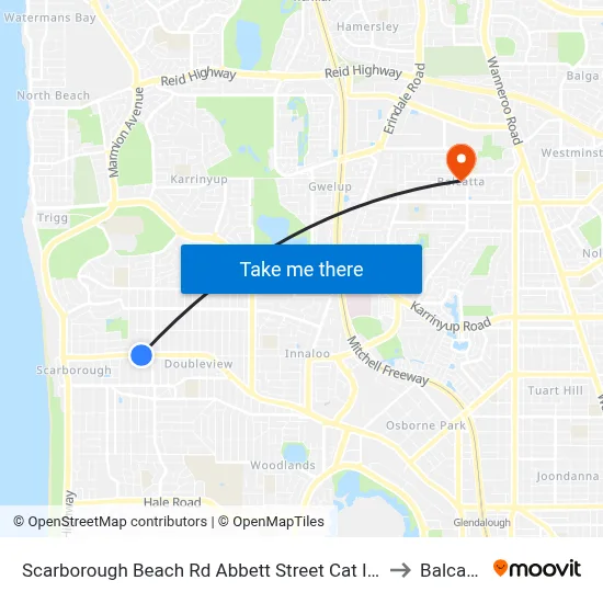 Scarborough Beach Rd Abbett Street Cat Id 16 to Balcatta map