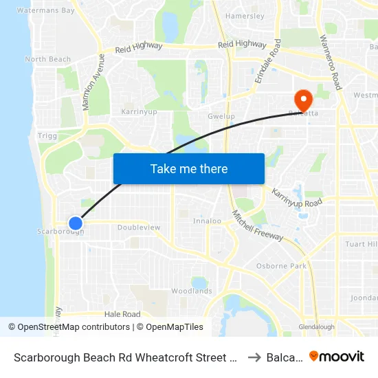 Scarborough Beach Rd Wheatcroft Street Cat Id 18 to Balcatta map