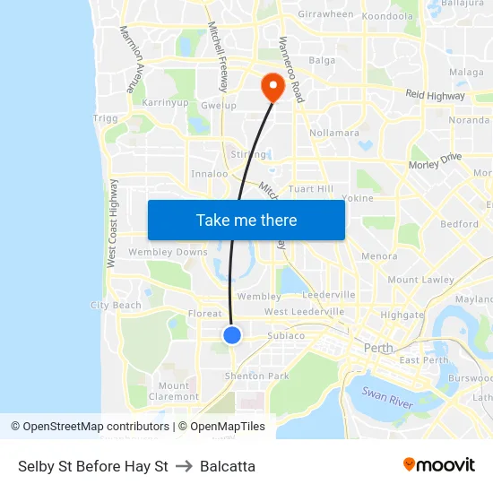 Selby St Before Hay St to Balcatta map