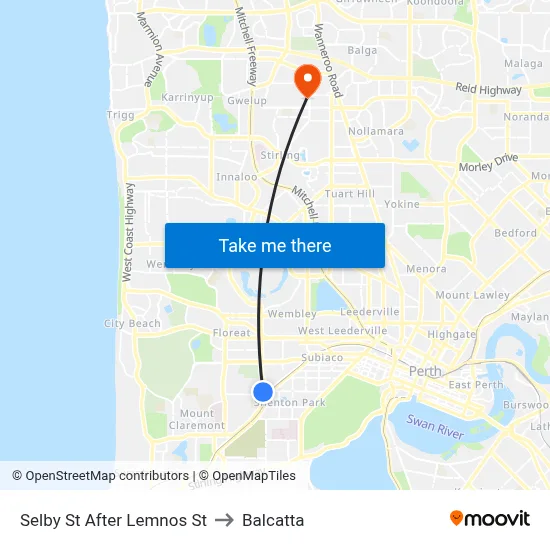 Selby St After Lemnos St to Balcatta map