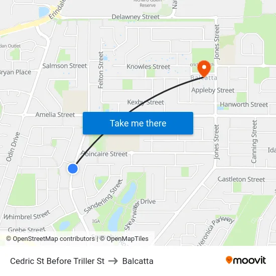 Cedric St Before Triller St to Balcatta map