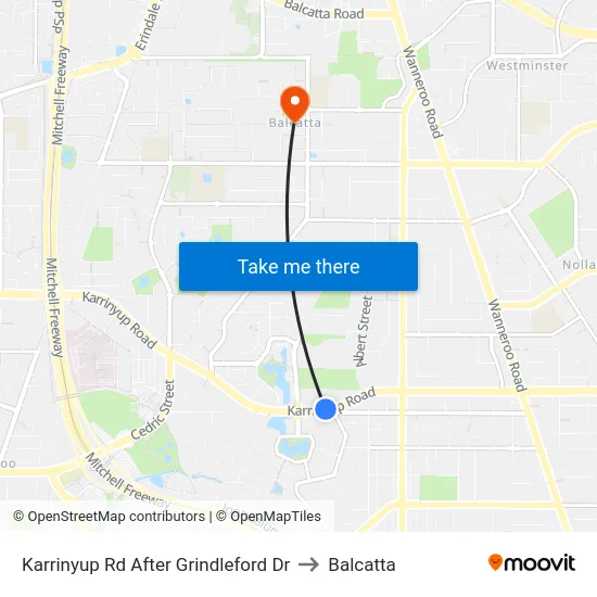 Karrinyup Rd After Grindleford Dr to Balcatta map