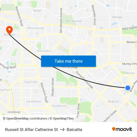 Russell St After Catherine St to Balcatta map