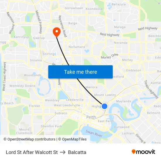Lord St After Walcott St to Balcatta map