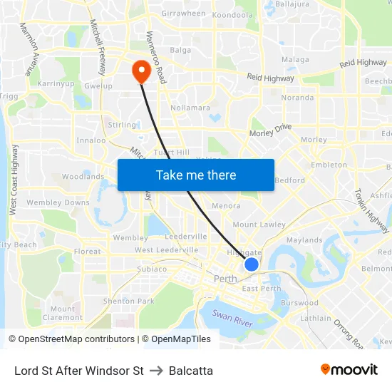 Lord St After Windsor St to Balcatta map
