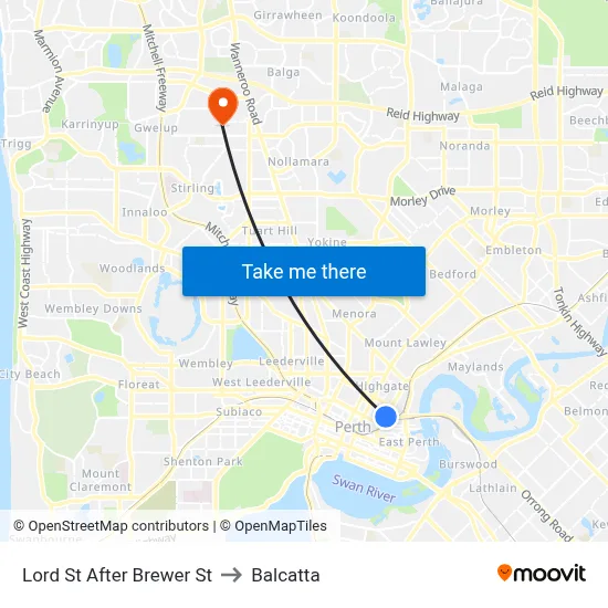 Lord St After Brewer St to Balcatta map