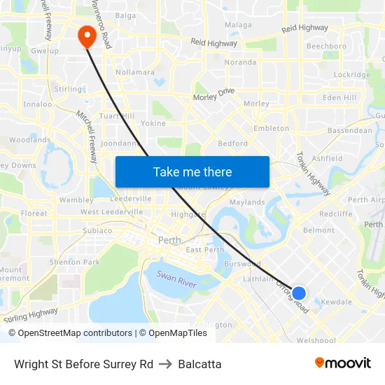 Wright St Before Surrey Rd to Balcatta map