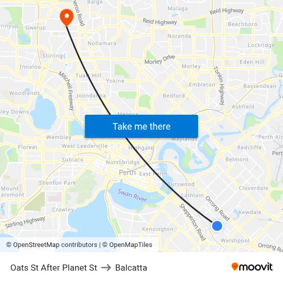 Oats St After Planet St to Balcatta map