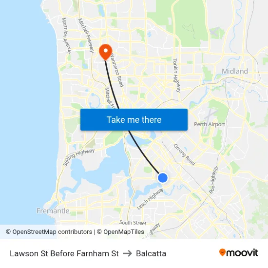 Lawson St Before Farnham St to Balcatta map