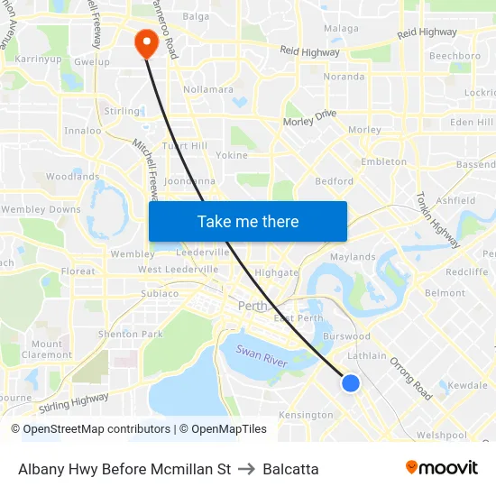 Albany Hwy Before Mcmillan St to Balcatta map