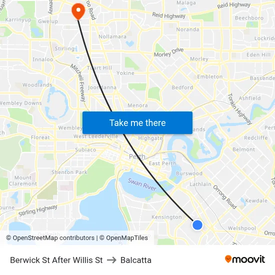 Berwick St After Willis St to Balcatta map
