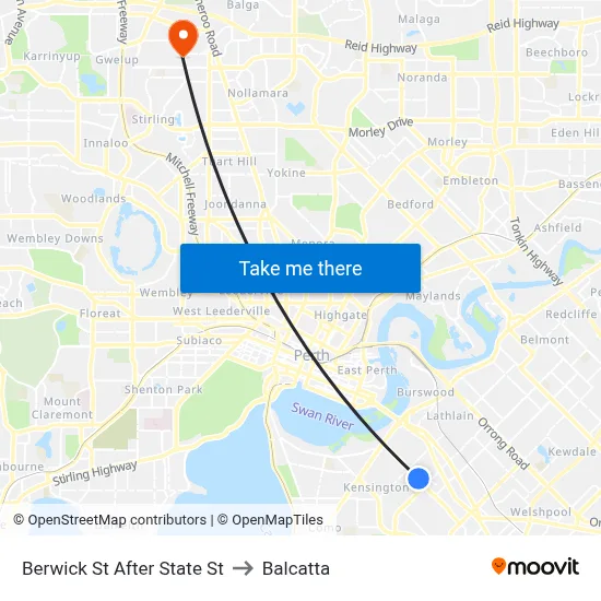 Berwick St After State St to Balcatta map
