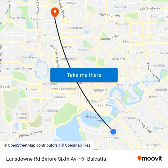 Lansdowne Rd Before Sixth Av to Balcatta map