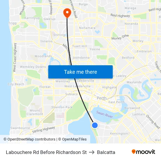 Labouchere Rd Before Richardson St to Balcatta map