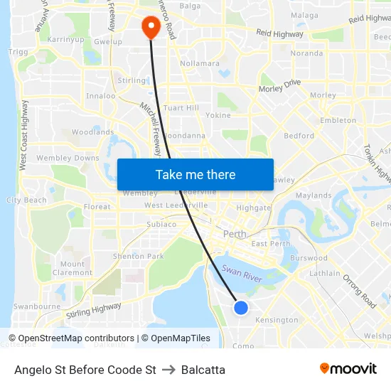 Angelo St Before Coode St to Balcatta map