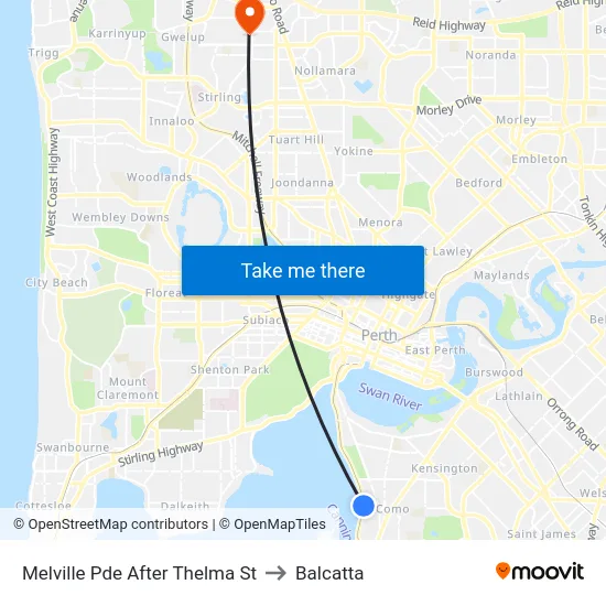 Melville Pde After Thelma St to Balcatta map