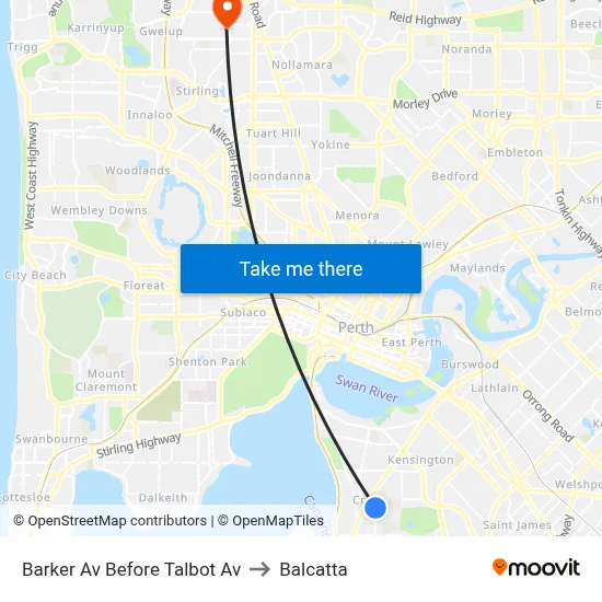 Barker Av Before Talbot Av to Balcatta map