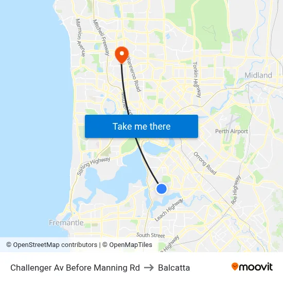 Challenger Av Before Manning Rd to Balcatta map