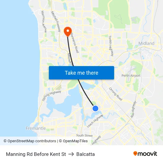 Manning Rd Before Kent St to Balcatta map
