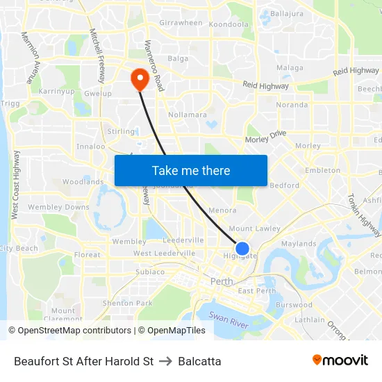 Beaufort St After Harold St to Balcatta map