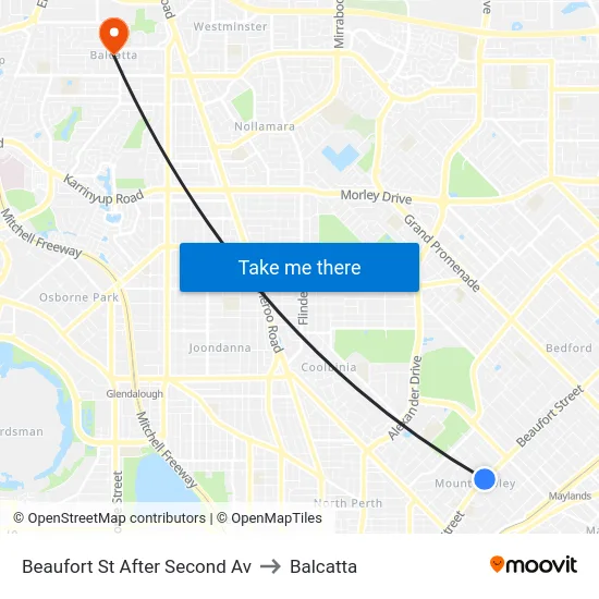 Beaufort St After Second Av to Balcatta map